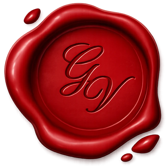 Logo cera lacca rossa con iniziali Gioele e Valentina che sono gli sposi